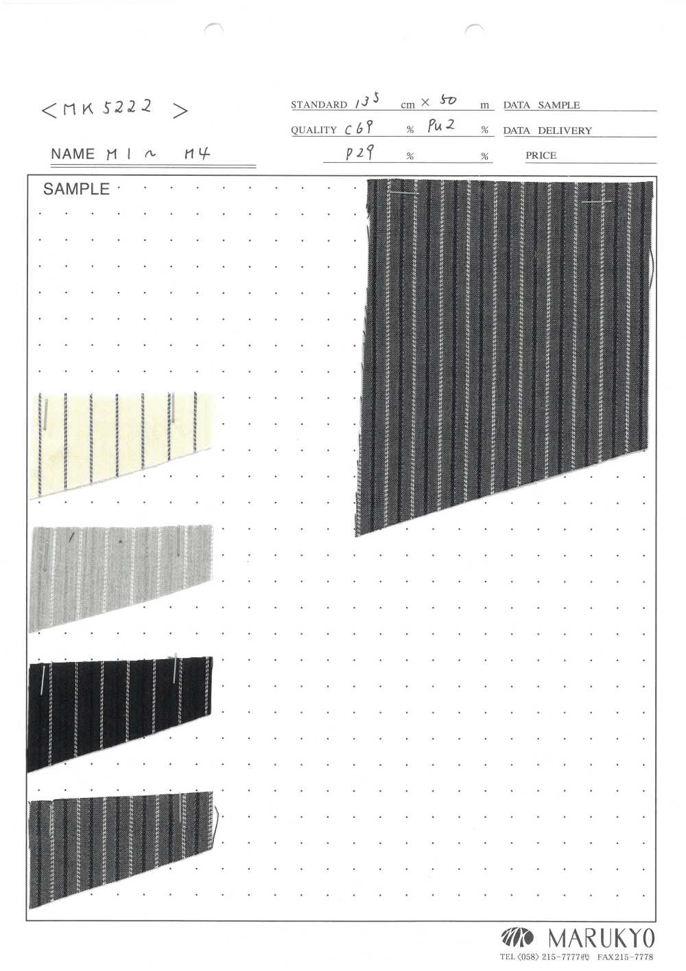 MK5222 Cordlane Stripe[Textile / Fabric] Marukyo Textile