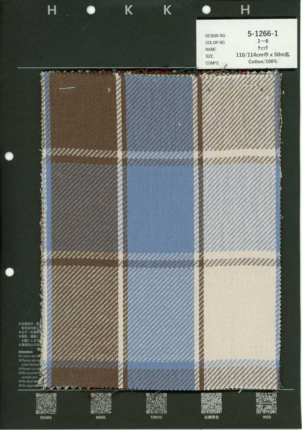 5-1266-1 Cotton Check Twill[Textile / Fabric] HOKKOH