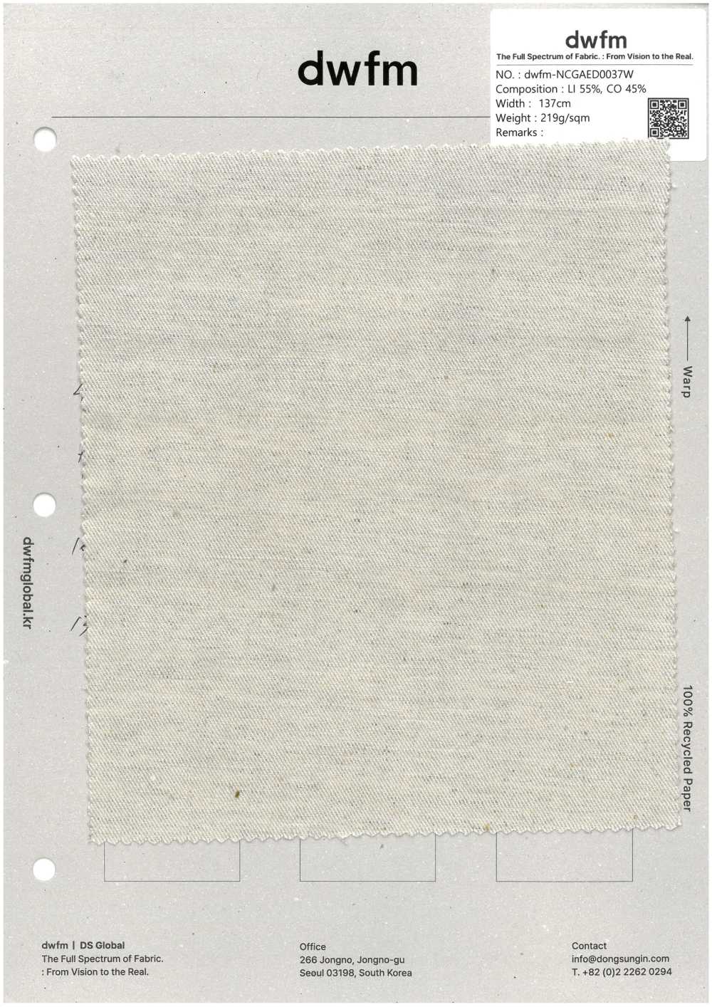 DWFM-NCGAED0037W Enzyme Wash High-count Twill[Textile / Fabric]