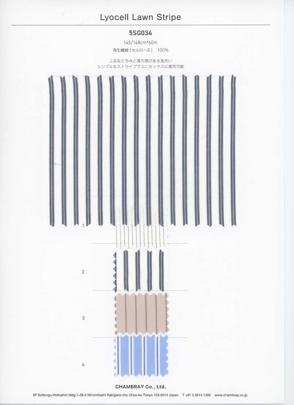 5SG034 Lyocell Lawn Stripe[Textile / Fabric] Chambray