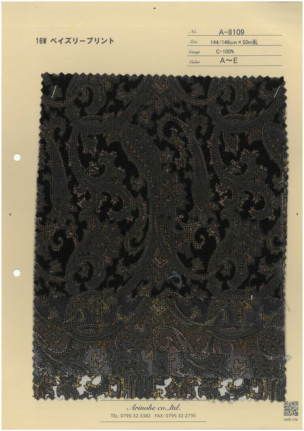A-8109-OUTLET 16W Corduroy Paisley Print[Textile / Fabric] ARINOBE