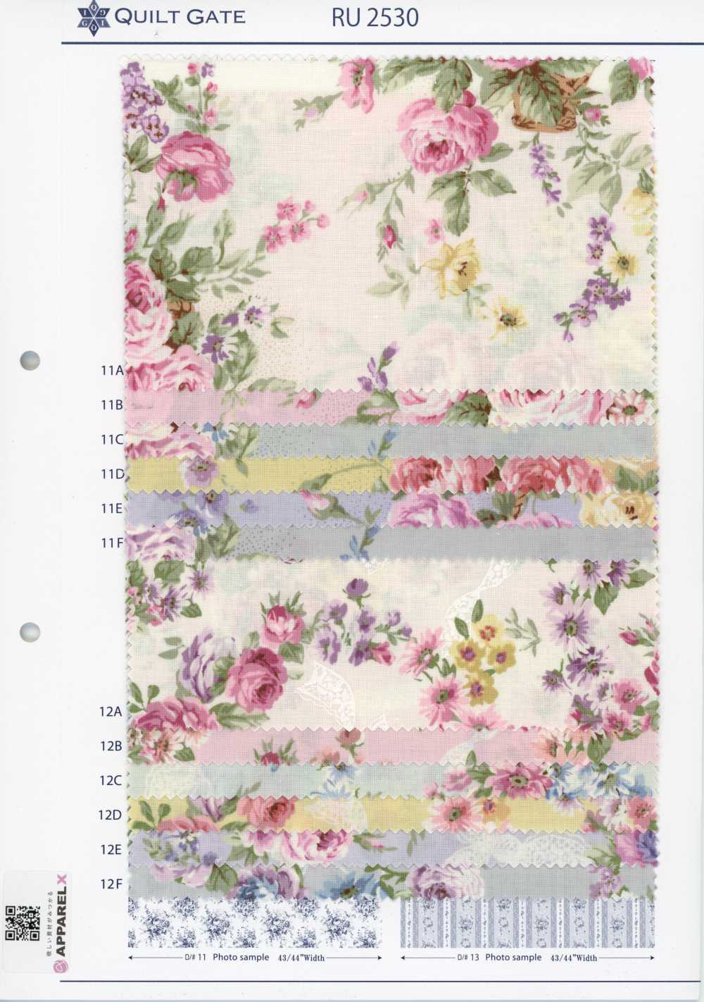 RU2530 RURU BOUQUET Rose Wreath Print Loomstate (Roll)[Textile / Fabric] COSMO TEXTILE