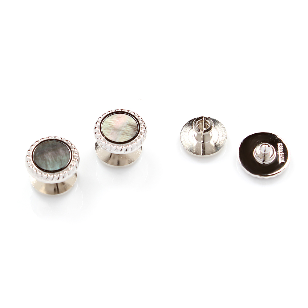 A-2 Sterling Silver Stud Buttons, Mother Of Pearl Shell Silver Round[Formal Accessories] Yamamoto(EXCY)