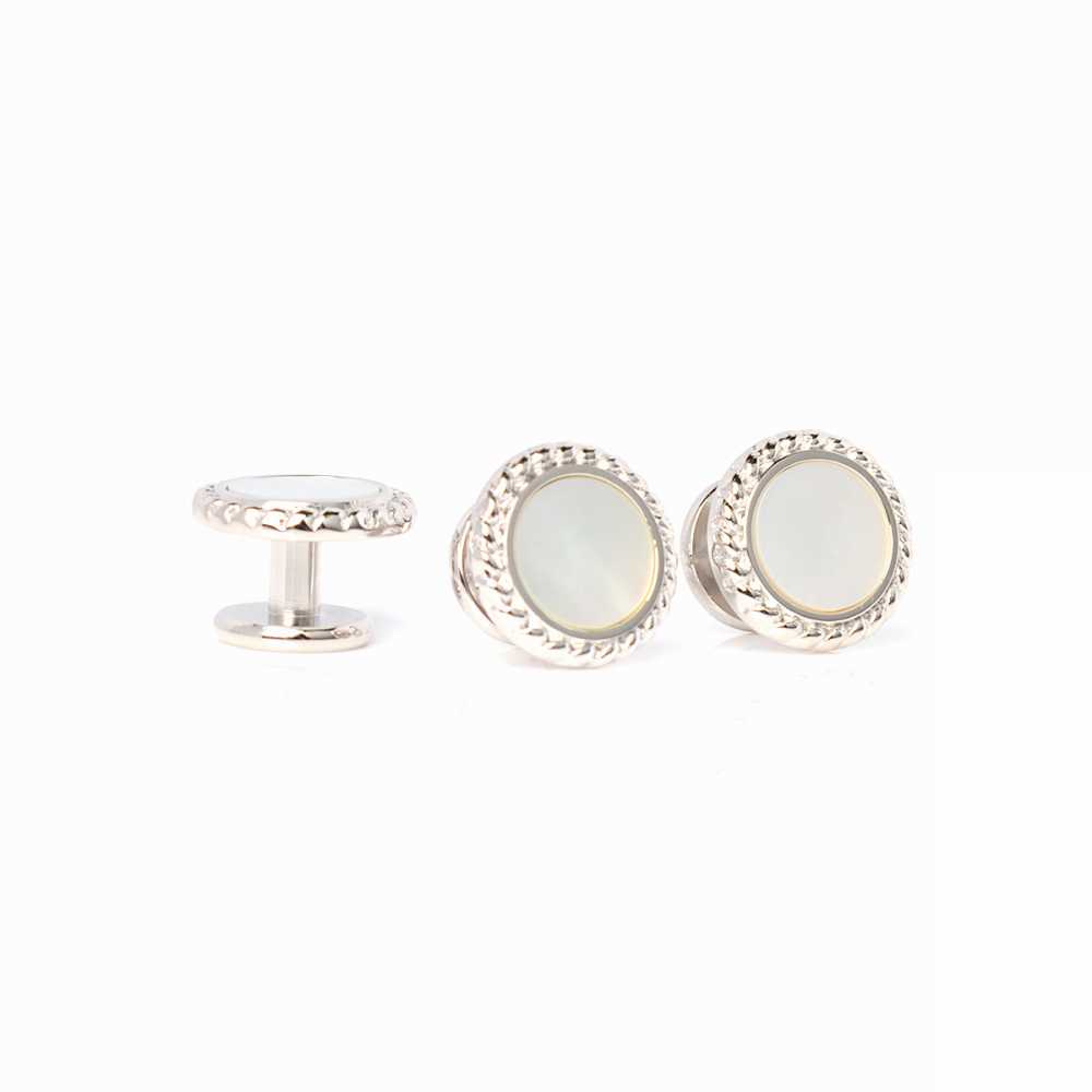 A-3-S Sterling Silver Stud Buttons , Mother Of Pearl Shell Silver Round[Formal Accessories] Yamamoto(EXCY)