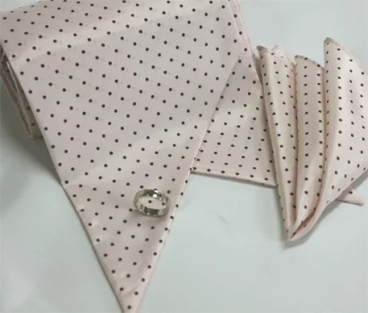 MS-304 Scarf Tie And Handkerchief Set, Polka Dot Pattern, Pink[Formal Accessories] Yamamoto(EXCY)