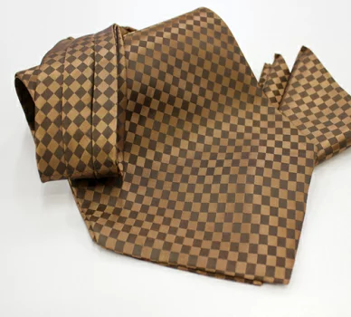 MS-5008 Hand-tied Ascot Tie And Handkerchief Set, Brown Check[Formal Accessories] Yamamoto(EXCY)