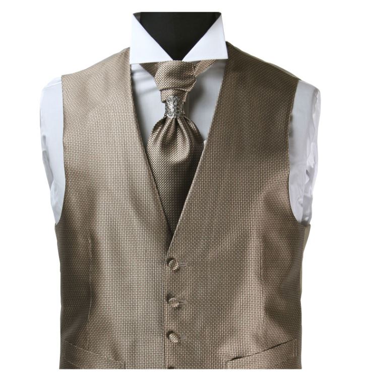 V-992MB Formal Vest In Silk Jacquard, Brown[Formal Accessories] Yamamoto(EXCY)