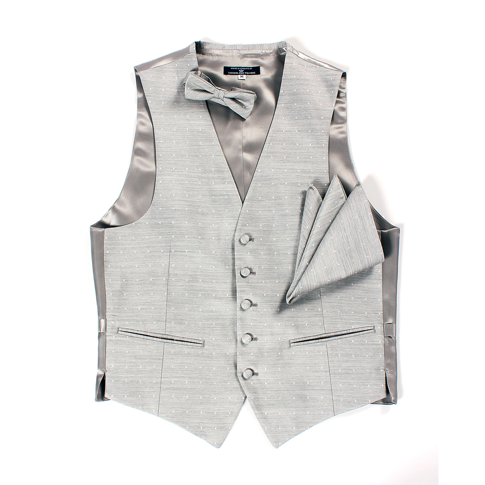 VANNERS-V-29 Vest Made From VANNERS Textile, Polka Dot Pattern, Denim-like Jacquard, Ice Grey[Formal Accessories] Yamamoto(EXCY)