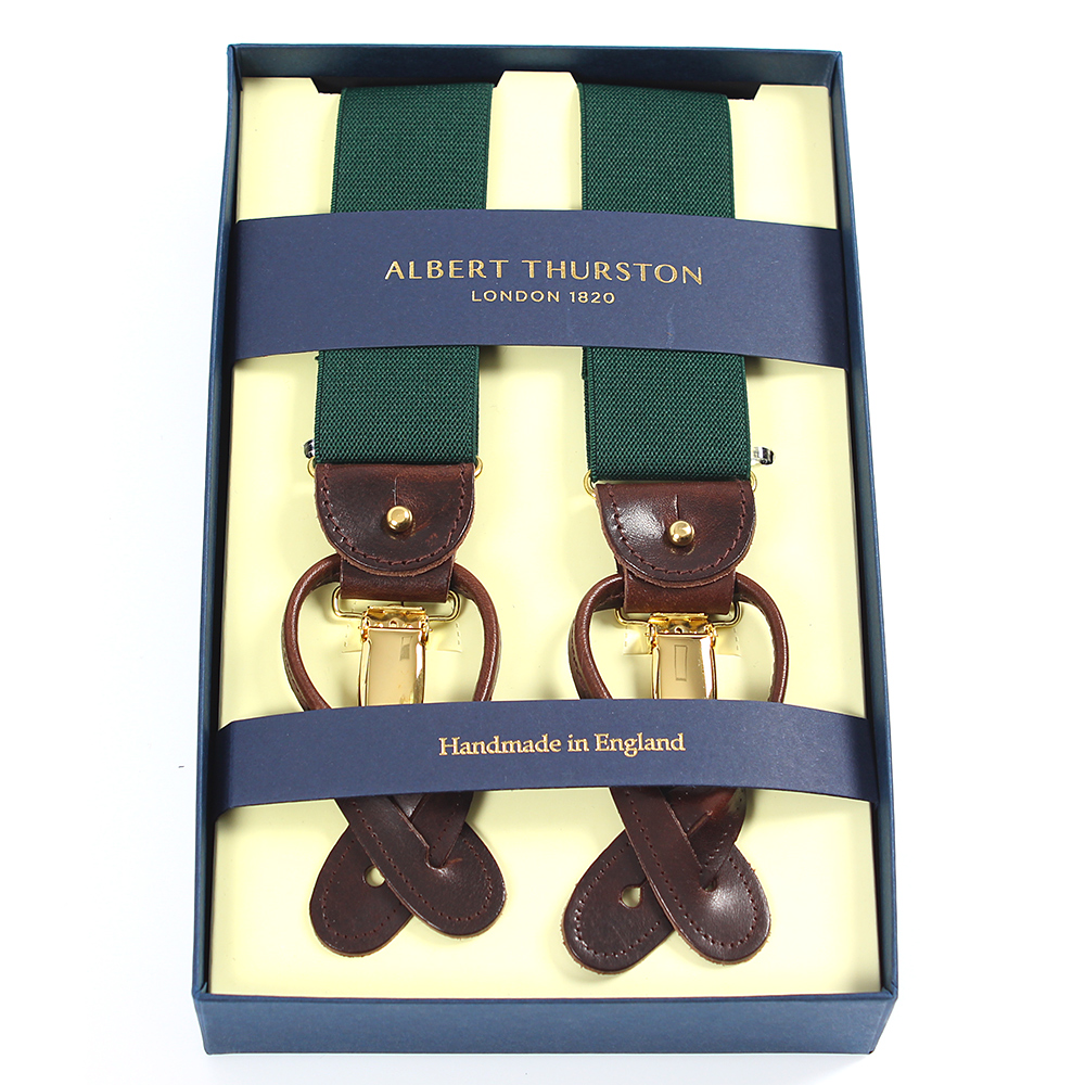 AT-GREEN-XL Albert Thurston Suspenders Green Elastic XL Size[Formal Accessories] ALBERT THURSTON