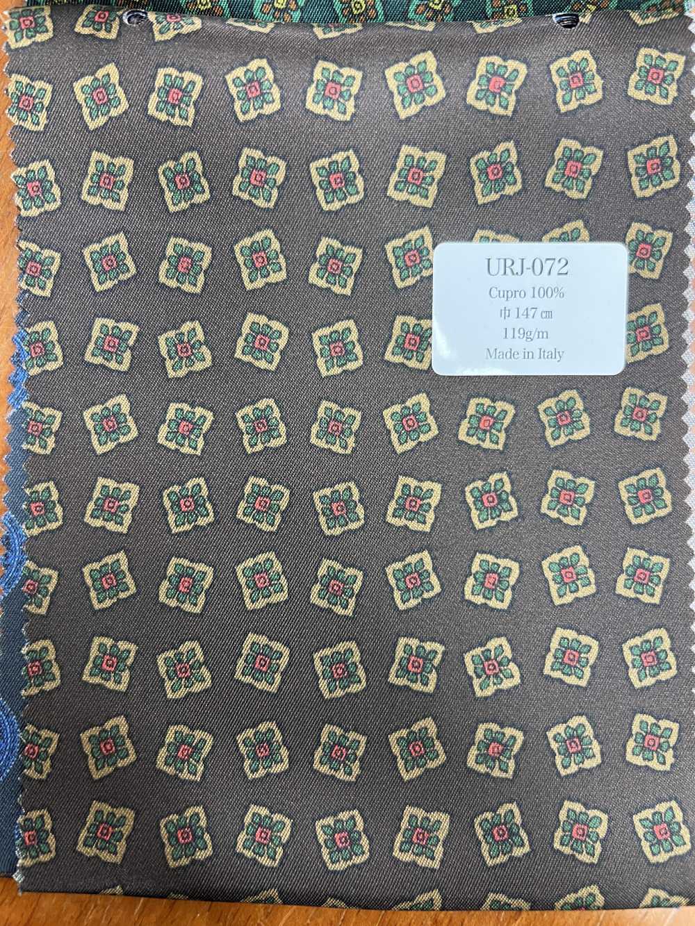 URJ-072 Made In Italy 100% Cupra Printed Lining Small Floral Pattern Brown TCS