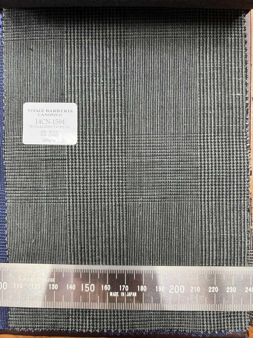 14CN1594 CANONICO 21 Micron Wool & Linen Dark Green Glen Check[Textile] CANONICO