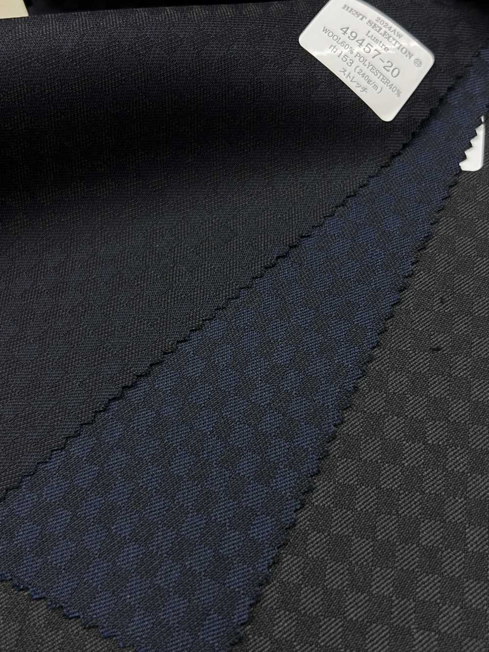 49457 LUSTRE Stretch Wool Polyester Dobby Pattern 3 Color Variations Block Check[Textile] Kunishima Co., Ltd.