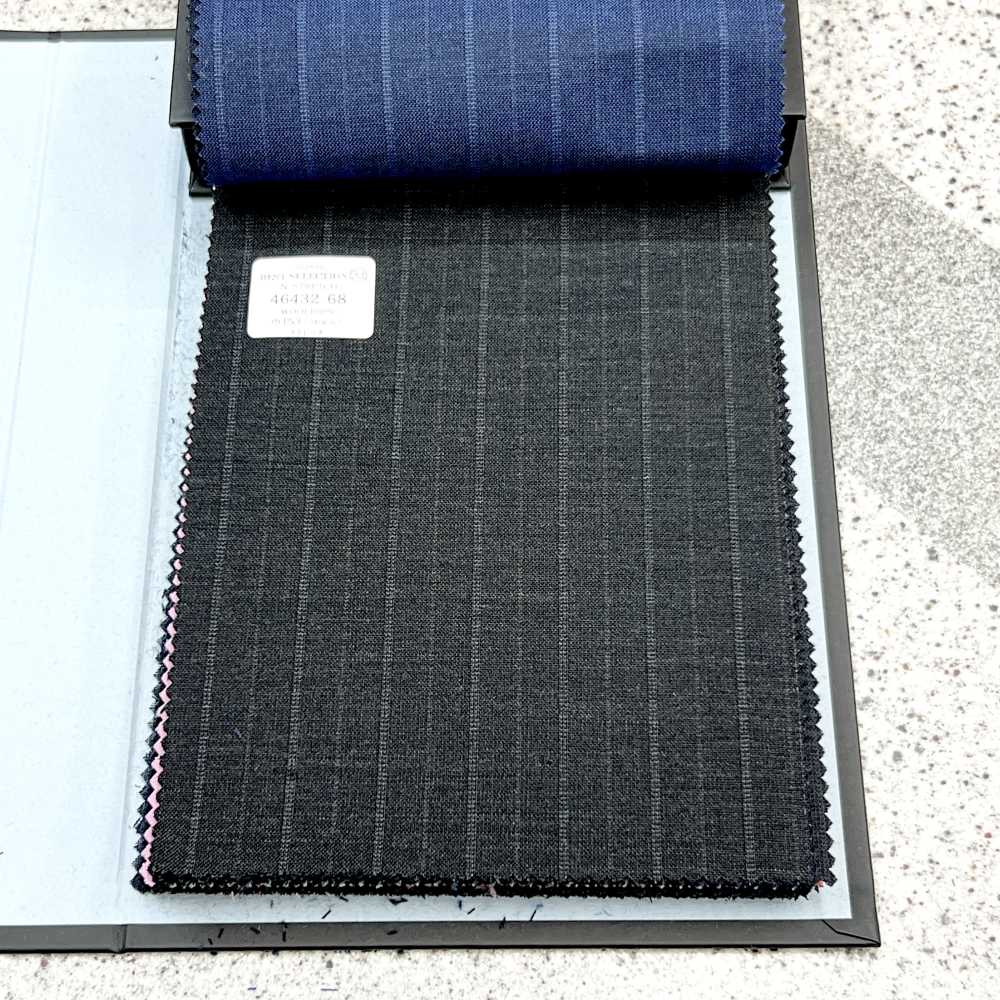 46432-68 25SS BEST SELECTION [N-STRETCH] N-STRETCH Dark Gray Alternate Stripes[Textile] Kunishima Co., Ltd.