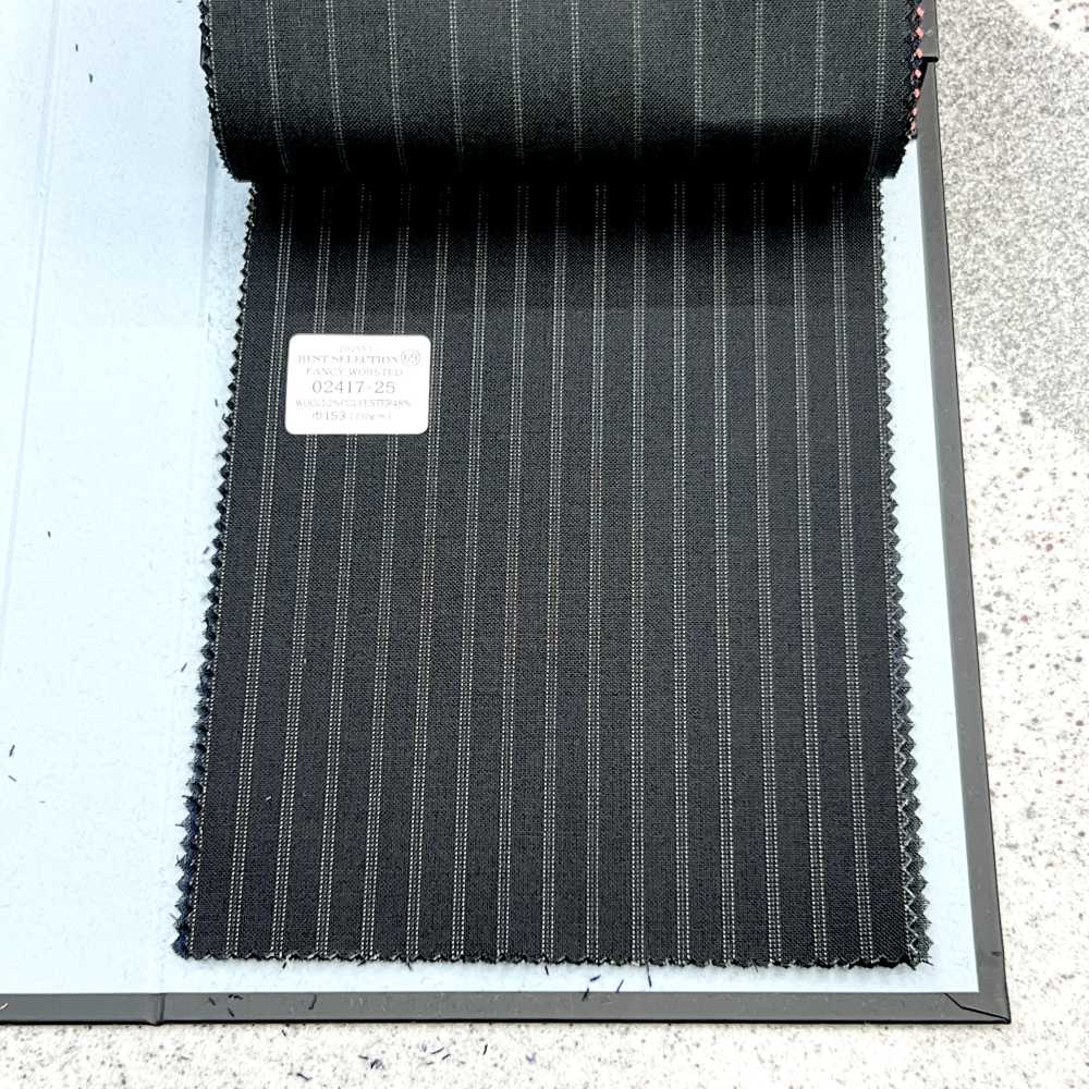 02417-25 25SS BEST SELECTION [FANCY WORSTED] Fancy Worsted Triple Stripe Dark Navy[Textile] Kunishima Co., Ltd.