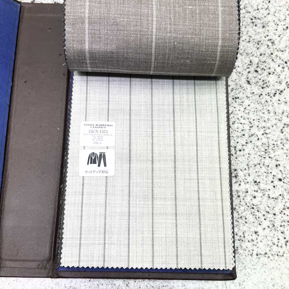 15CN1575 CANONIC WOOL SILK&LINEN TROPICAL PENCIL STRIPE BEIGE[Textile] CANONICO