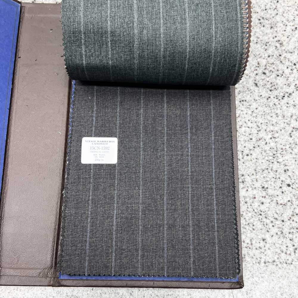 15CN1592 CANONIC TROPICAL CHINE Brown Pinstripe[Textile] CANONICO