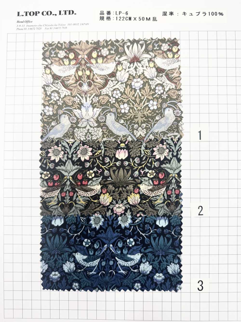 LP-6 Strawberry Thief Cupra Cupro Print Lining L-top(LOISIR)