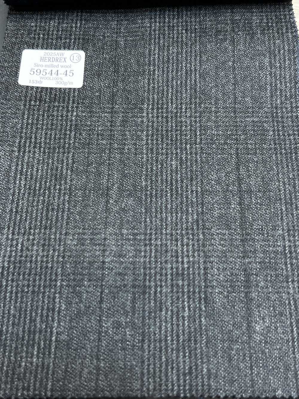 59544-45 25AW HERDREX [Siro-milled Wool] Siro-milled Wool Charcoal Heaven Gray Glen Check[Textile] Kunishima Co., Ltd.