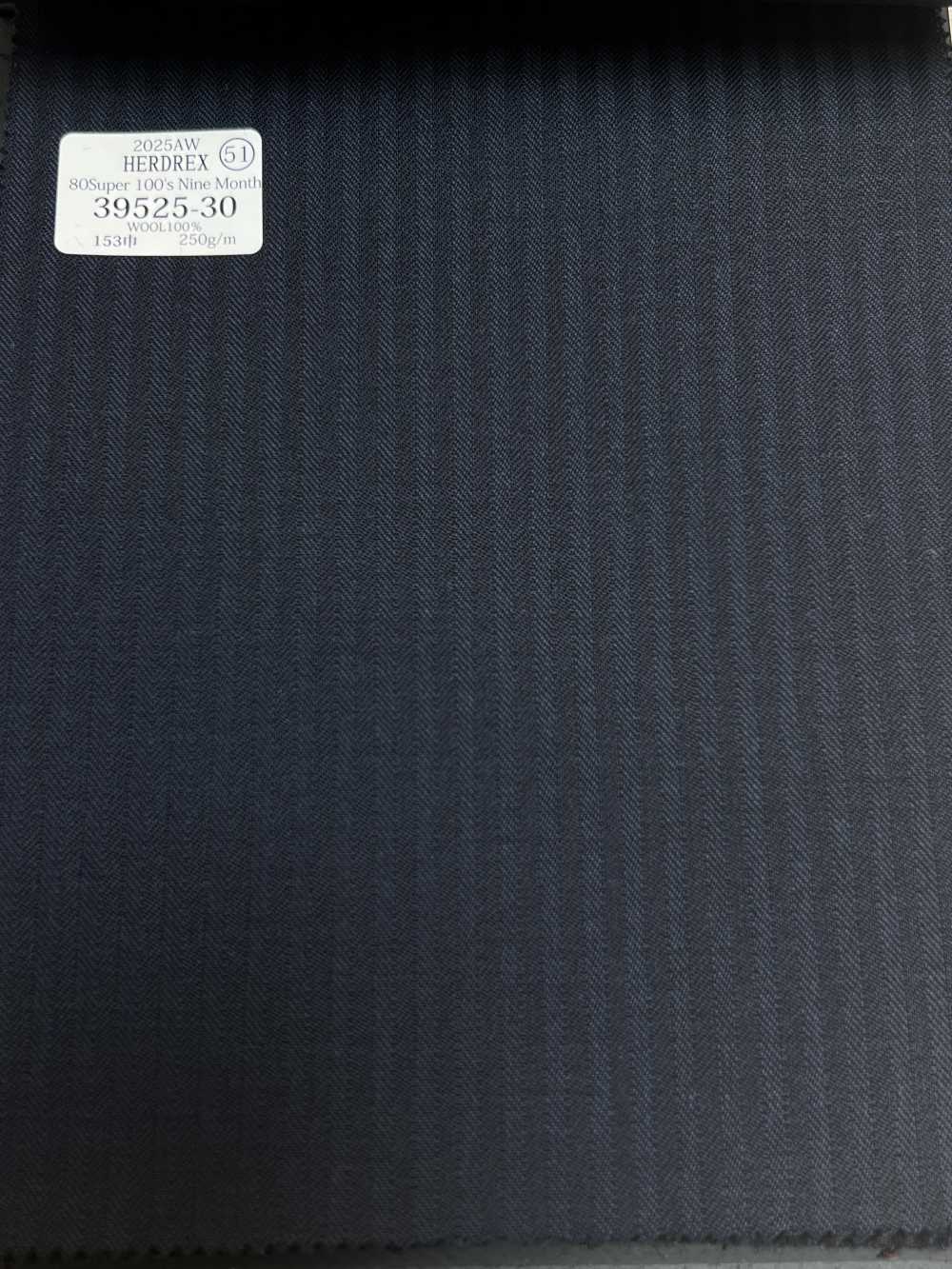 39525-30 25AW HERDREX [80 SUPER 100'S NINE MONTH] Navy Shadow Stripe[Textile] Kunishima Co., Ltd.