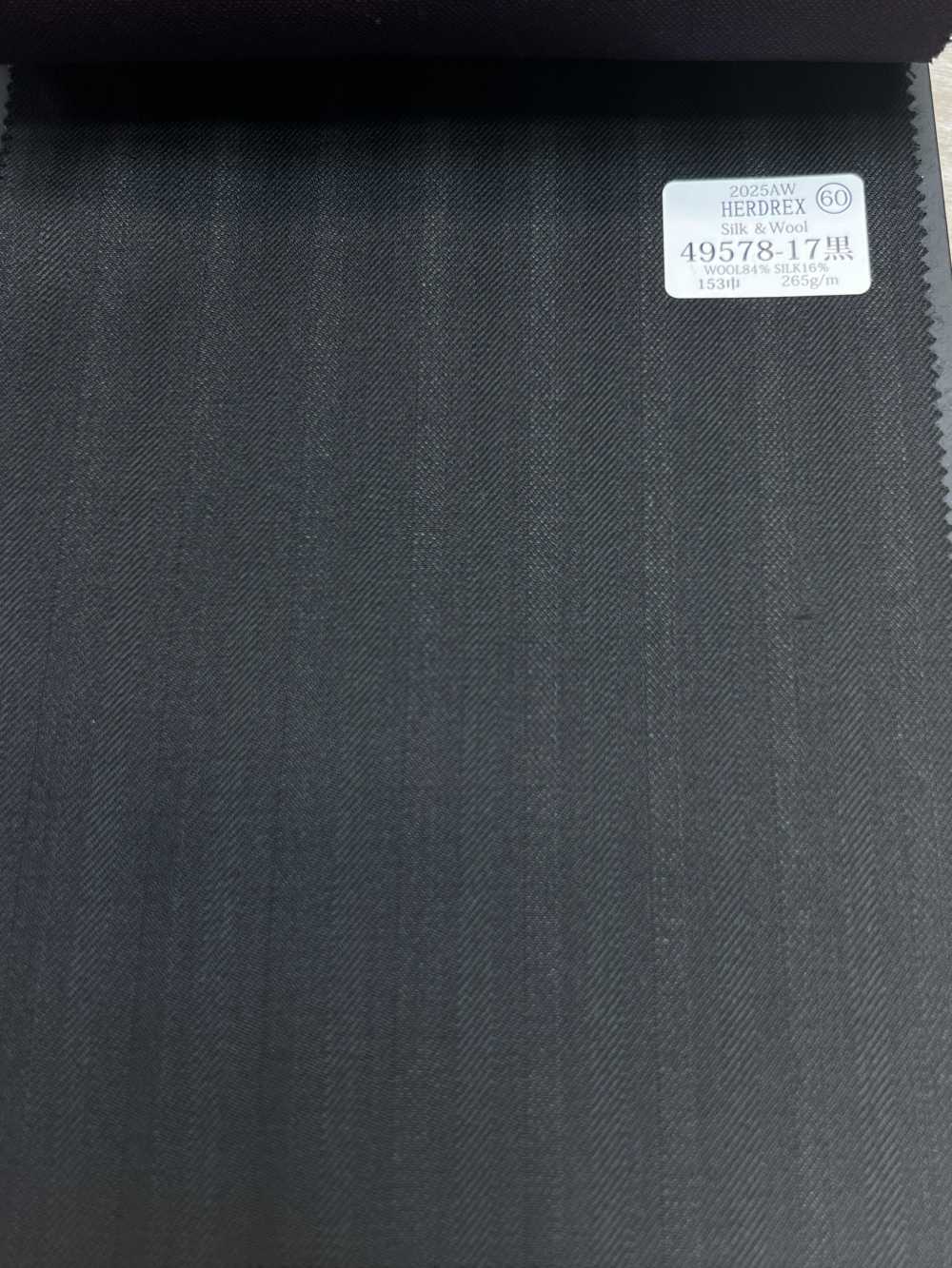 49578-17 25AW HERDREX [Silk & Wool] Silk And Wool Black Shadow Stripe[Textile] Kunishima Co., Ltd.