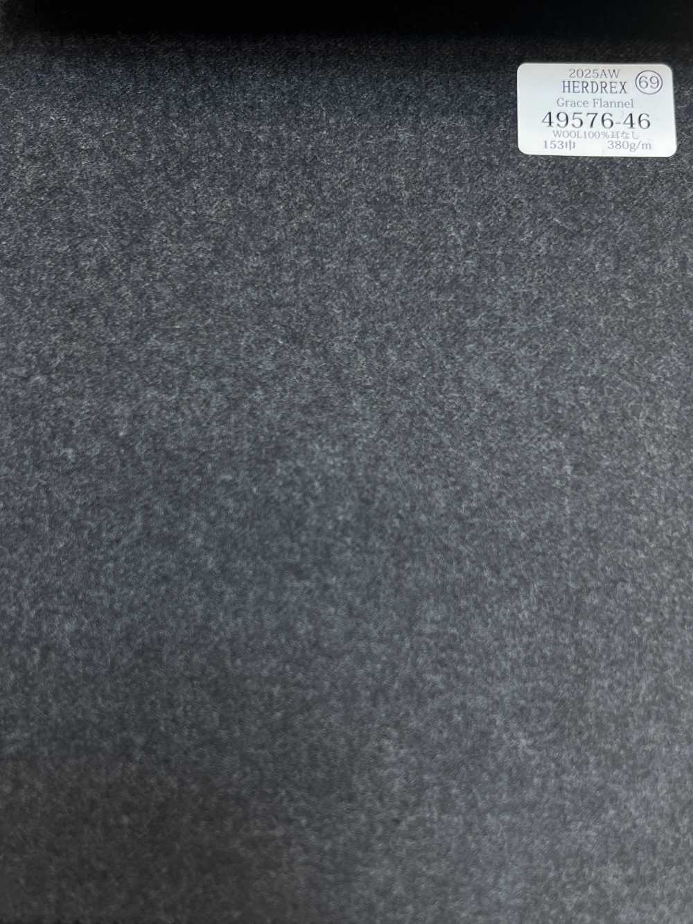 49576-46 25AW HERDREX [Grace Flannel] Grace Flannel Charcoal Heaven Gray No Pattern[Textile] Kunishima Co., Ltd.