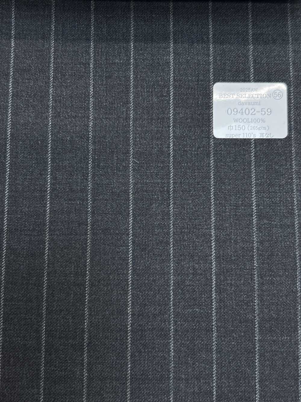 09402-59 25AW BEST SELECTION [davaumi] Davaumi Charcoal Heaven Gray Chalk Stripe[Textile] Kunishima Co., Ltd.