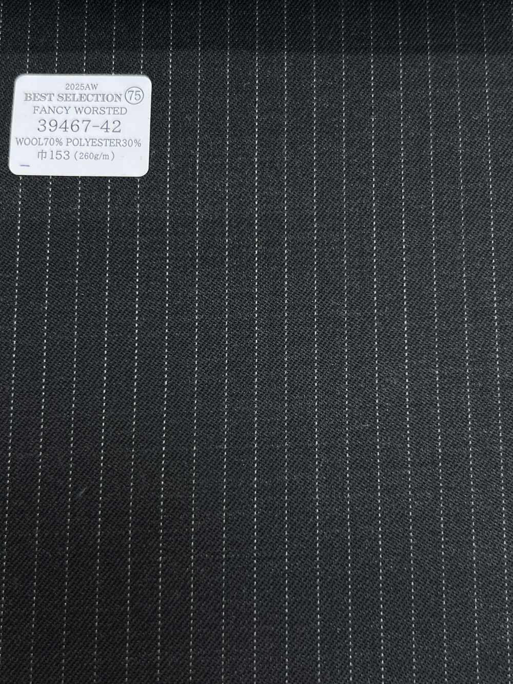39467-42 25AW BEST SELECTION 【FANCY WORSTED】 Fancy Worsted Charcoal Heaven Gray Stripe[Textile] Kunishima Co., Ltd.