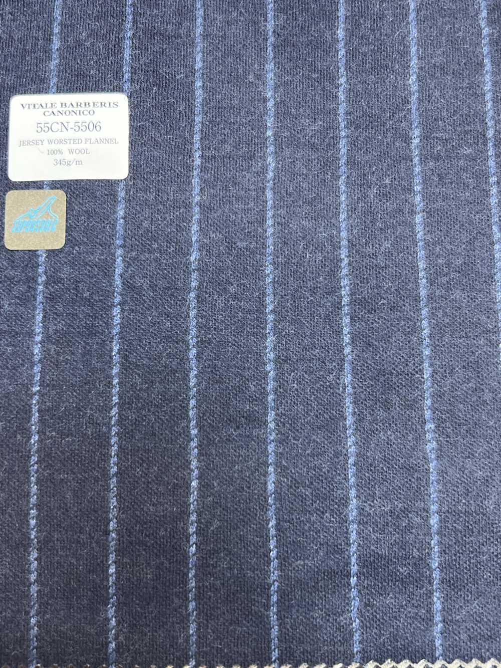 55CN5506 CANONICO JERSEY WORSTED FLANNEL NAVY CHALK STRIPE[Textile] CANONICO