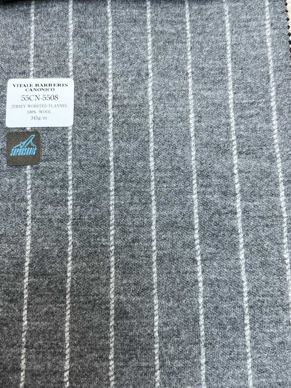55CN5508 CANONICO JERSEY WORSTED FLANNEL Light Gray Chalk Stripe[Textile] CANONICO