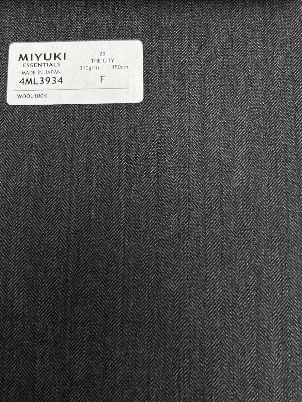 4ML3934 25AW THE CITY Herringbone Charcoal Heaven Gray[Textile] Miyuki Woolen Mills