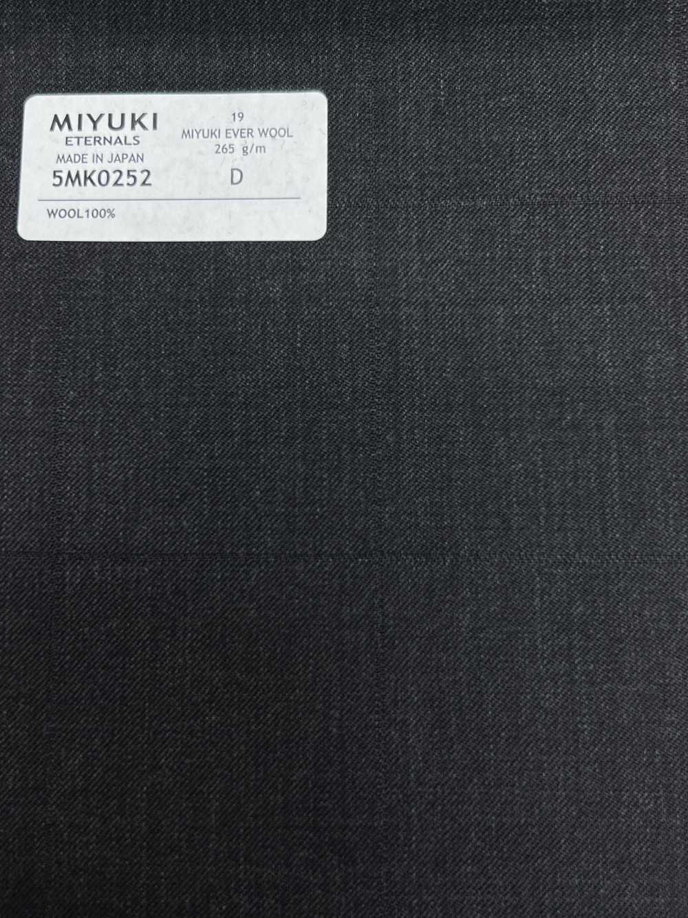 5MK0252 MIYUKI EVER WOOL Shadow Windowpane Charcoal Heaven Gray[Textile] Miyuki Woolen Mills