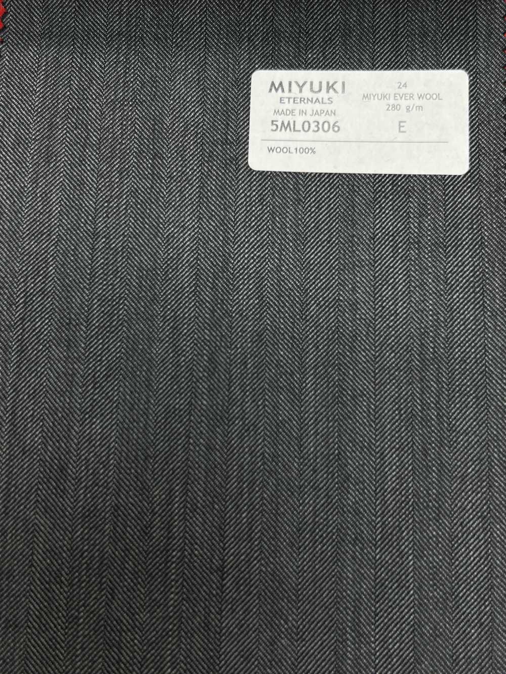 5ML0306 MIYUKI EVER WOOL Herringbone Gray[Textile] Miyuki Woolen Mills