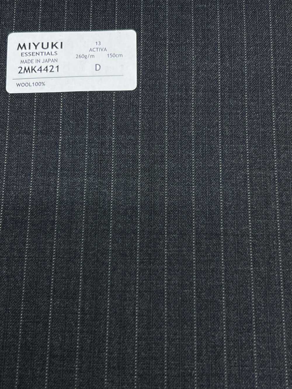 2MK4421 26SS Miyuki Textile MIYUKI ESSENTIALS ACTIVA Charcoal Heaven Gray Stripe Miyuki Woolen Mills