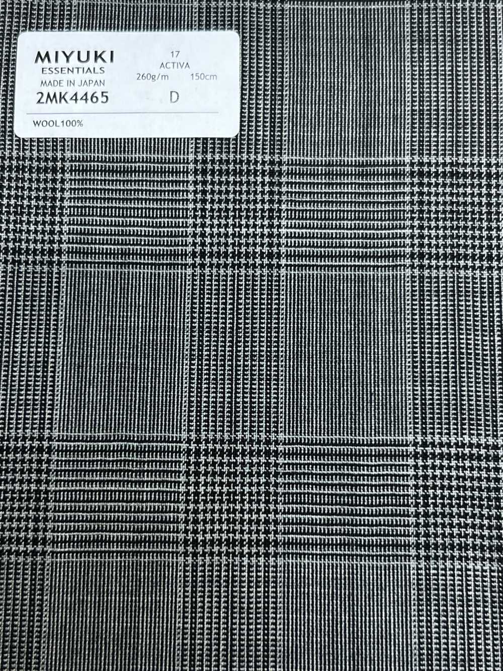 2MK4465 26SS Miyuki Textile MIYUKI ESSENTIALS ACTIVA Medium Gray Check Miyuki Woolen Mills