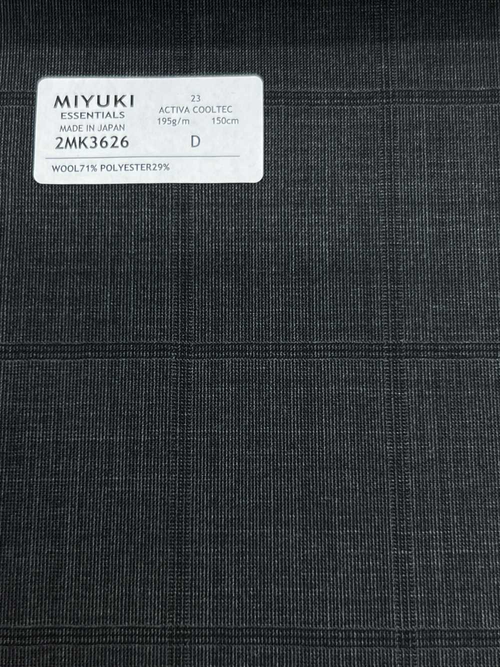2MK3626 Textile MIYUKI ESSENTIALS ACTIVA COOLTEC Medium Gray Check Miyuki Woolen Mills