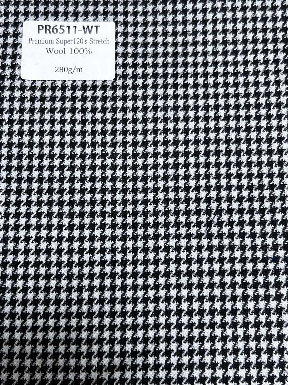 PR6511-WT Standard Japanese-made Premium Super120's Stretch Houndstooth Gray[Textile]