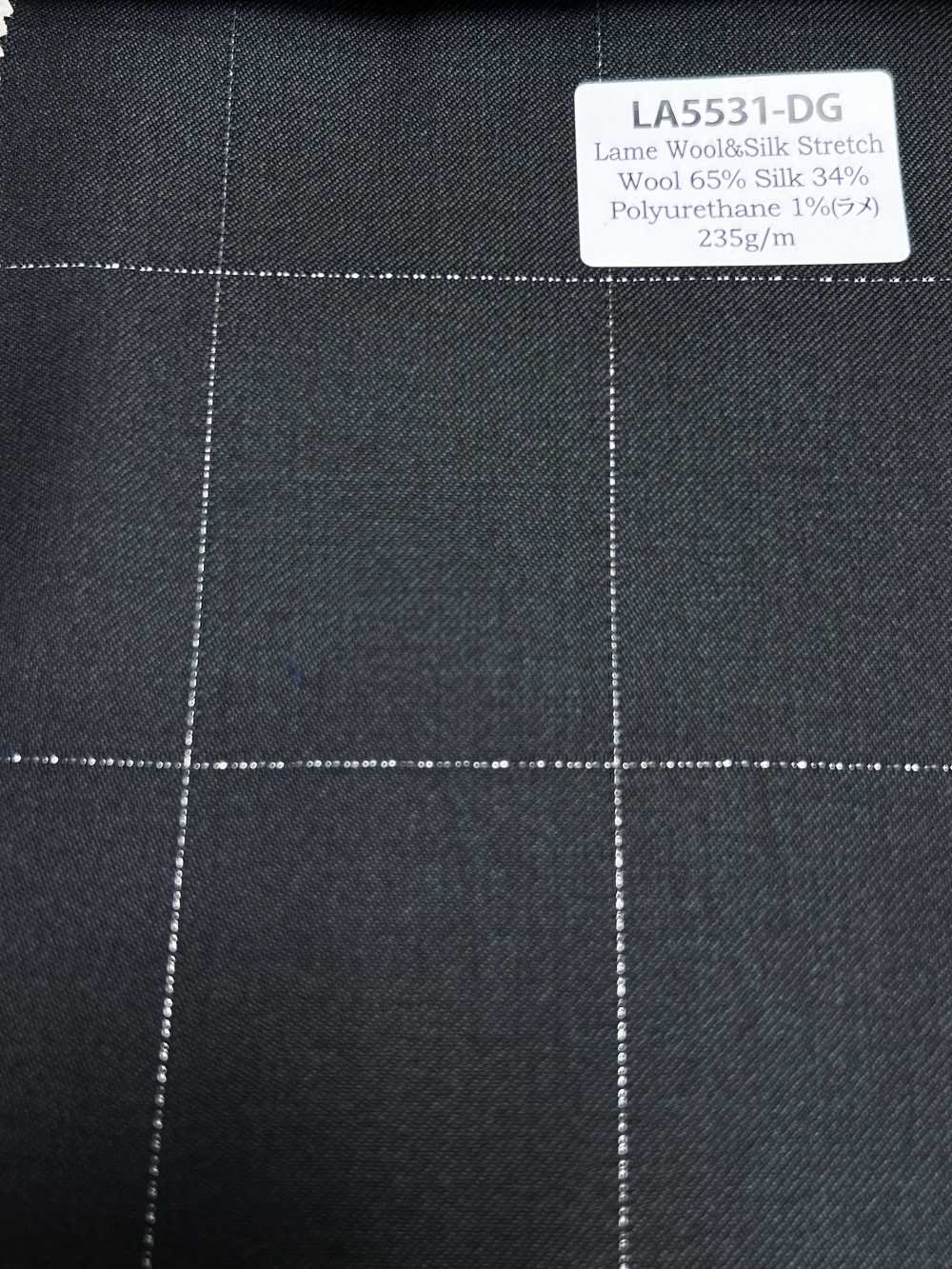 LA5531-DG Standard Japanese Silk Lurex Wool Stretch Check[Textile]