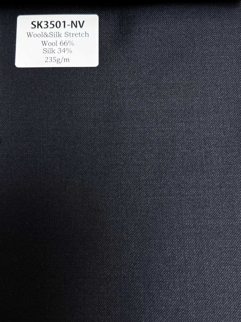 SK3501-NV Standard Japanese-made Silk Wool Stretch Navy Blue[Textile] HOSOI SYOJI