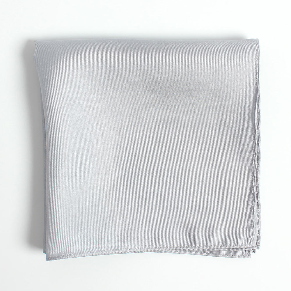 CF-1203-OUT [Outlet] Made In Japan Twill Weave 16 Momme Silk Pocket Square Light Gray[Formal Accessories] Yamamoto(EXCY)