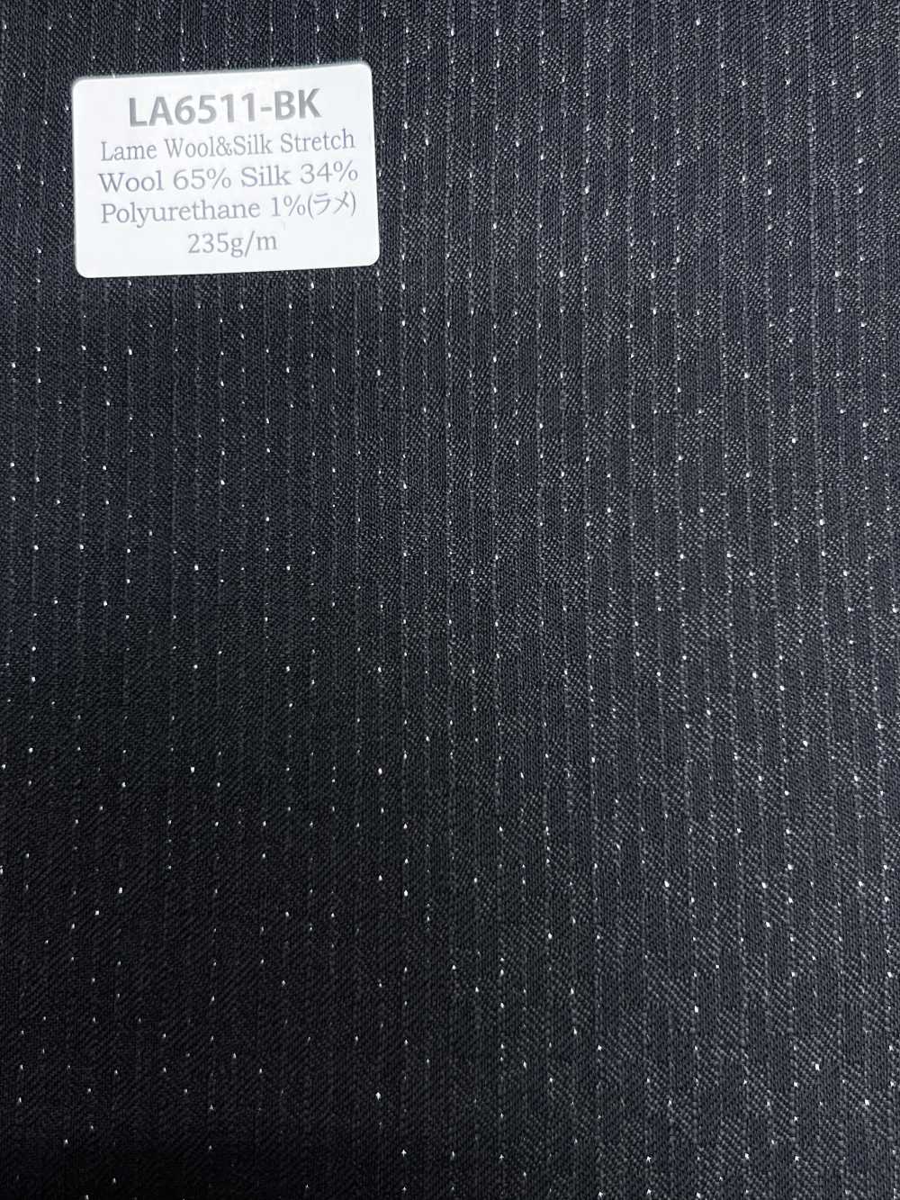 LA6511-BK Made In Japan Silk Lame Wool Stretch Black Stripe[Textile] HOSOI SYOJI