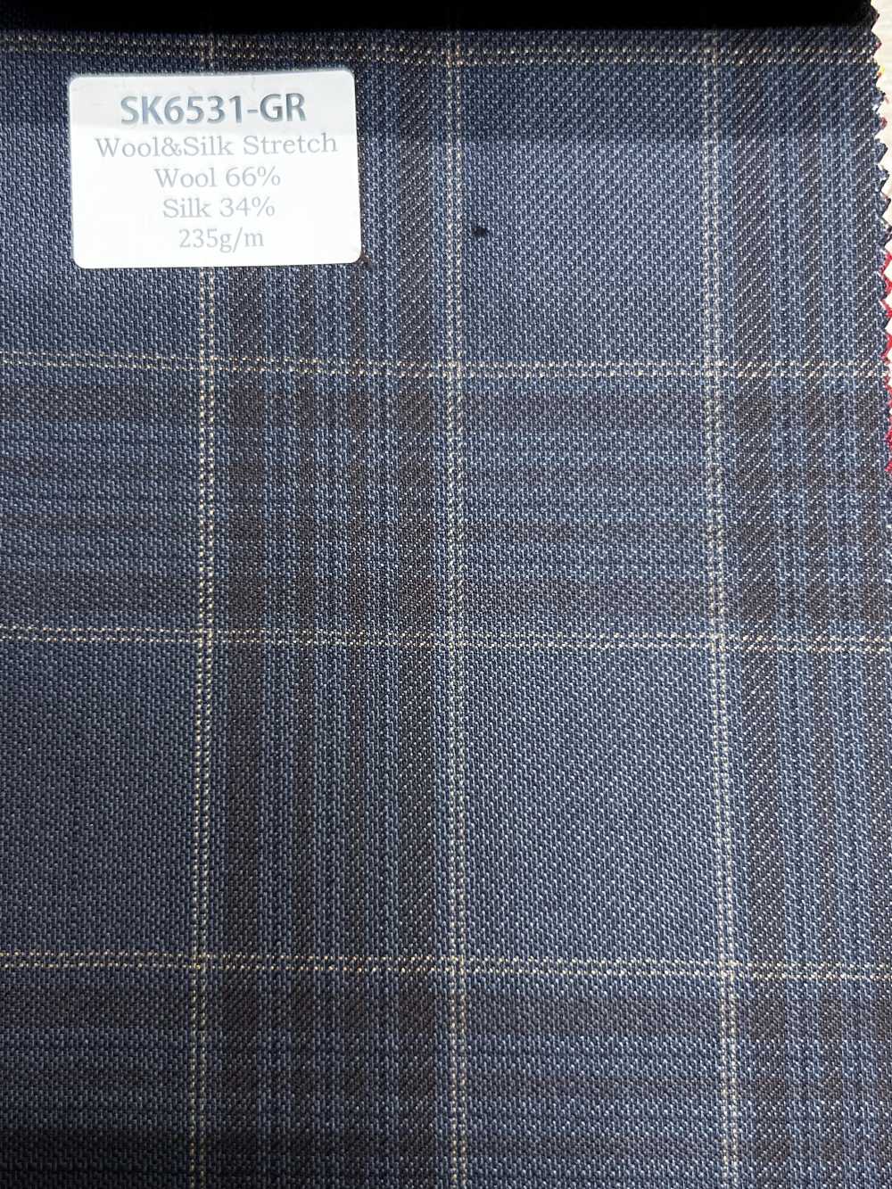 SK6531-GR Made In Japan Silk Wool Stretch Green Check[Textile] HOSOI SYOJI