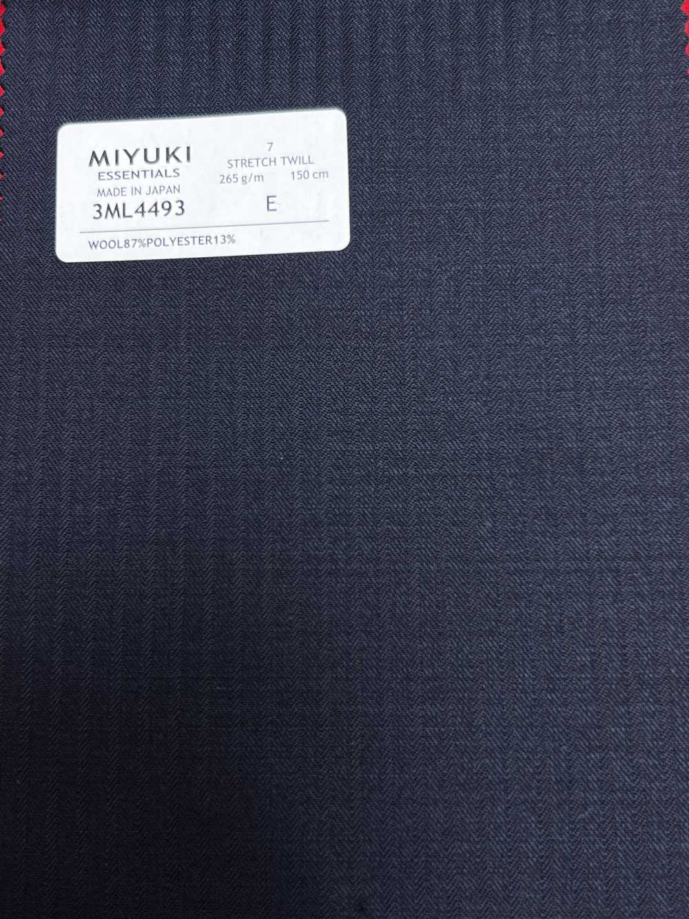 3ML4493 26AW MIYUKI Textile ESSENTIALS Stretch Twill Navy Stripe Miyuki Woolen Mills