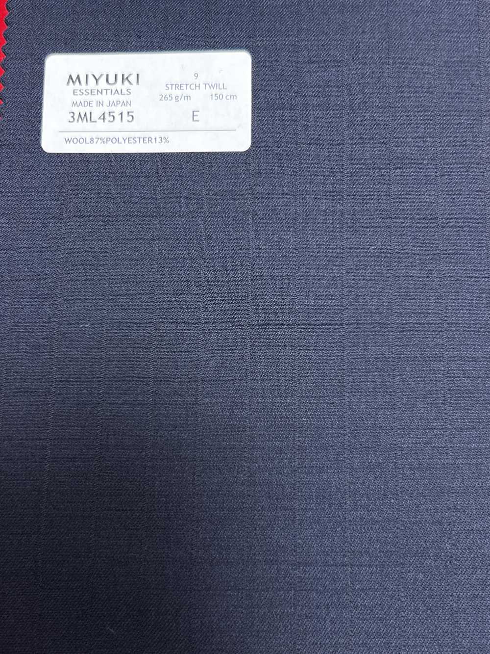 3ML4515 26AW MIYUKI Textile ESSENTIALS Stretch Twill Navy Stripe Miyuki Woolen Mills