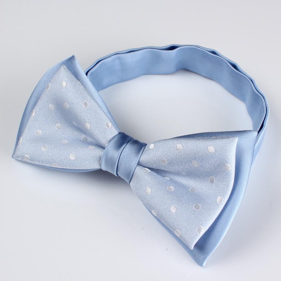 BFS-973 Combination Bow Tie, Sky Blue, Polka Dot Pattern, Silk, Made In Japan[Formal Accessories] Yamamoto(EXCY)