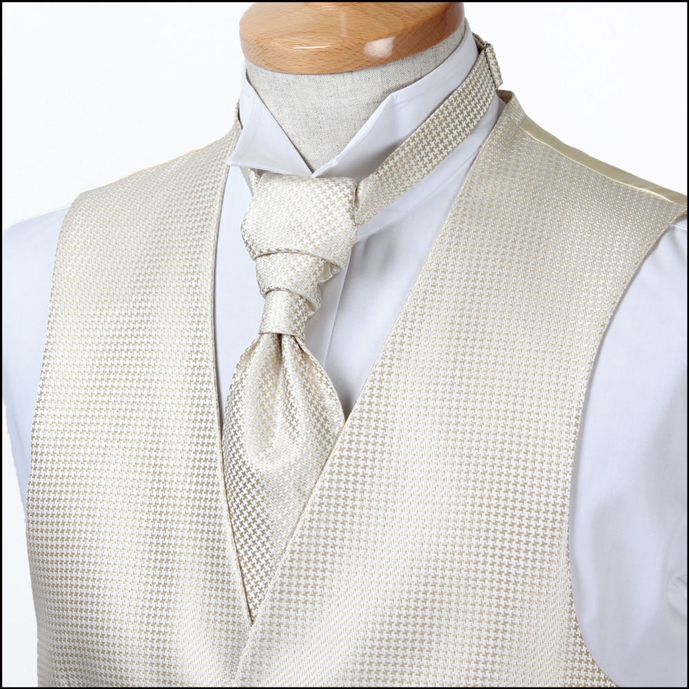 VYT-11 British VANNERS Silk Ascot Tie(Europe Tie) Houndstooth Pattern Champagne Gold[Formal Accessories] Yamamoto(EXCY)