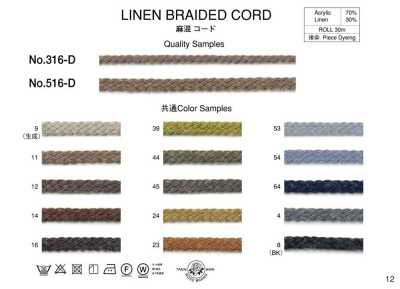 316-D Linen-blend Cord (Approx. 4mm)