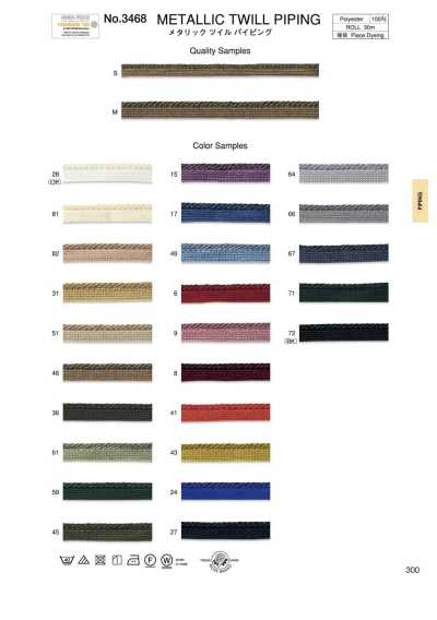 3468 Metallic Twill Piping