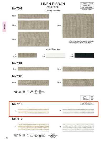 7518 Linen Ribbon (Approx. 9.5 Mm)