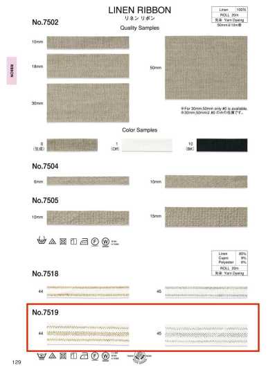 7519 Linen Ribbon (Approx. 18mm)