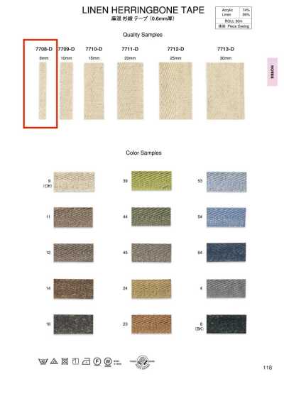 Linen-blend Herringbone Tape (0.6 Mm Thick)